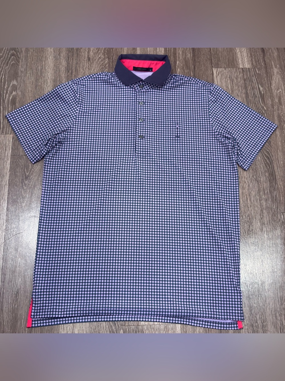 Grayson Men's Ironwood Short Sleeve Polo Blue Contrasting Collar Size Medium